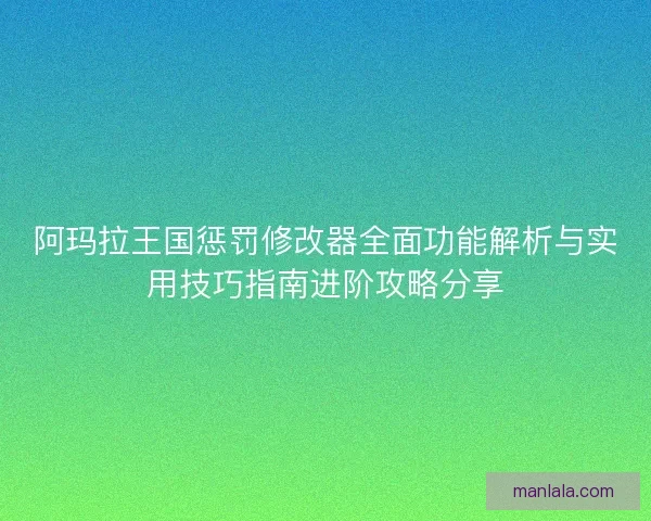 阿玛拉王国惩罚修改器全面功能解析与实用技巧指南进阶攻略分享