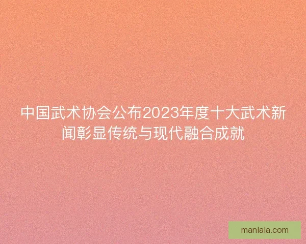 中国武术协会公布2023年度十大武术新闻彰显传统与现代融合成就